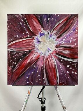 New Original Abstract Flower Painting Gallery Wrapped Canvas Artwork 20X20X1